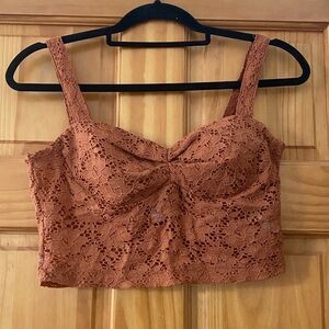 Coveted Clothing Rust Lace Bustier Crop Top Corset Style Bralette Size L